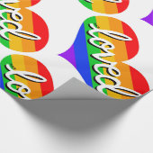 Papier Cadeau BEAUCOUP AIMÉ - Coeur amour arc-en-ciel - (Coin)