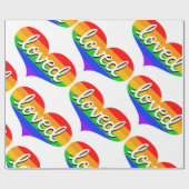 Papier Cadeau BEAUCOUP AIMÉ - Coeur amour arc-en-ciel - (Plat)
