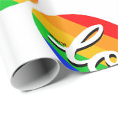Papier Cadeau BEAUCOUP AIMÉ - Coeur amour arc-en-ciel - (Coin rond)
