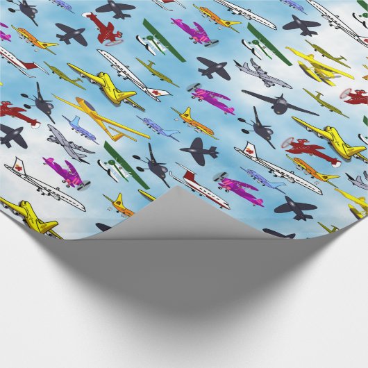 Papier Cadeau Beaucoup d'avions Jets Avions de chasse Fun Garçon (Coin)