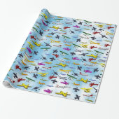 Papier Cadeau Beaucoup d'avions Jets Avions de chasse Fun Garçon (Déroulé)