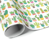 Papier Cadeau - Beaucoup de Cactus (Coin rond)