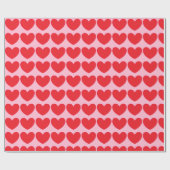 Papier Cadeau Beaucoup de Coeurs, rose et rouge Saint Valentin (Plat)