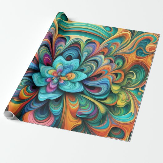 Papier Cadeau Beaucoup de couleurs Flower Boho (Déroulé)
