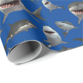 Papier Cadeau Beaucoup de grands requins blancs (Coin rond)