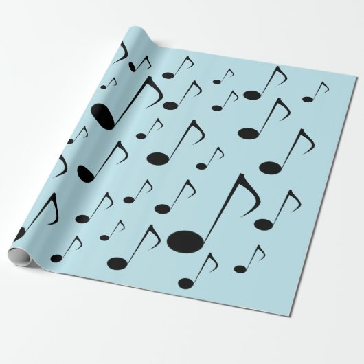 Papier Cadeau Beaucoup de notes musicales (Déroulé)
