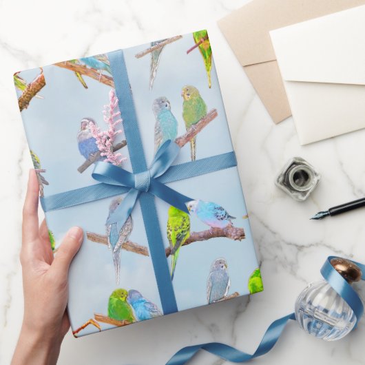Papier Cadeau Beaucoup de perroquets colorés - petits oiseaux mi (Cadeaux)