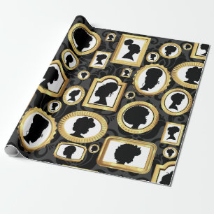 Papier Cadeau beauté africaine vintage damask cameo