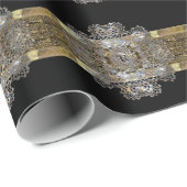 Papier Cadeau Beauté de monogramme de dentelle de cognac (Coin rond)