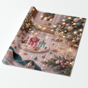Papier Cadeau Beauté de Noël Élégante Sarcelle Bourgogne