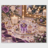 Papier Cadeau Beauté de Noël Violet prune (Plat)