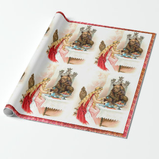Papier Cadeau Beauté En Rose Et La Bête