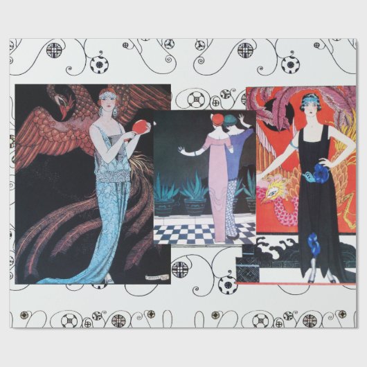 PAPIER CADEAU BEAUTÉ ET PHOENIX, DESIGNER MODE COMPOSÉ ARTISTE (Plat)