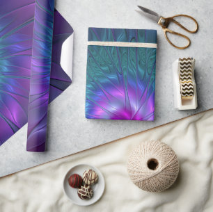 Papier Cadeau Beauté florale abstraite, art fractal coloré de fl