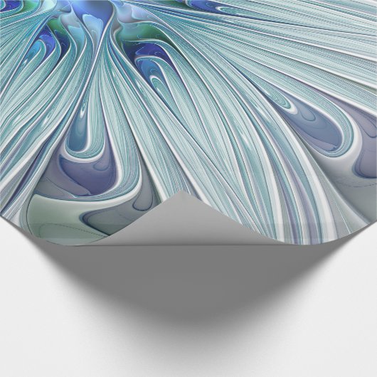 Papier Cadeau Beauté florale Abstraite moderne Blue Pastel Flowe (Coin)