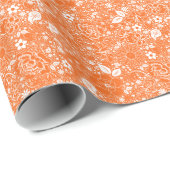 Papier Cadeau Beautés botaniques Orange (Coin rond)
