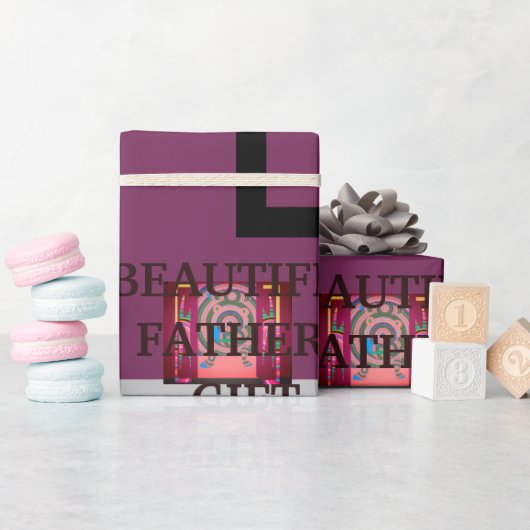 PAPIER CADEAU BEAUTIFER PÈRE GIFT_LETTER _PUPLER_BLACK_GRAY_ (Baby Shower)