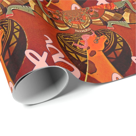 Papier Cadeau Beautiful Amazing Giraffe love safari (Coin rond)