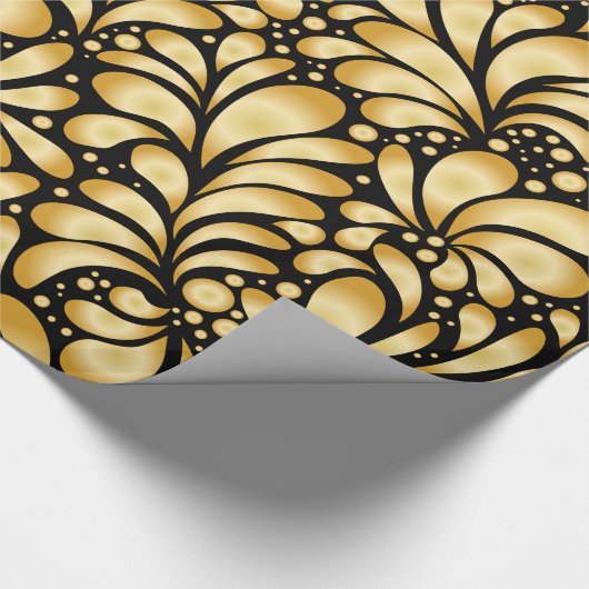 Papier Cadeau Beautiful Damask Gold & Black Wrapping paper roll (Coin)
