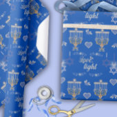 Papier Cadeau Beautiful Elegant Blue Hanukkah Menorah
