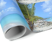 Papier Cadeau Beautiful Turquoise Tropical Beach Pattern (Coin rond)