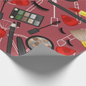 Papier Cadeau Beauty products pattern on a red backgroundapplica (Coin)