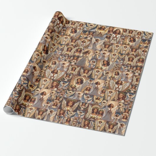Papier Cadeau Beaux anges de Noël (Déroulé)