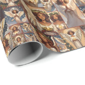 Papier Cadeau Beaux anges de Noël (Coin rond)