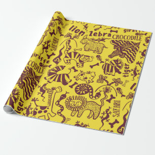 Papier Cadeau Beaux animaux africains sans couture motif
