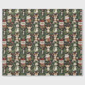 Papier Cadeau Beaux animaux de Noël (Plat)
