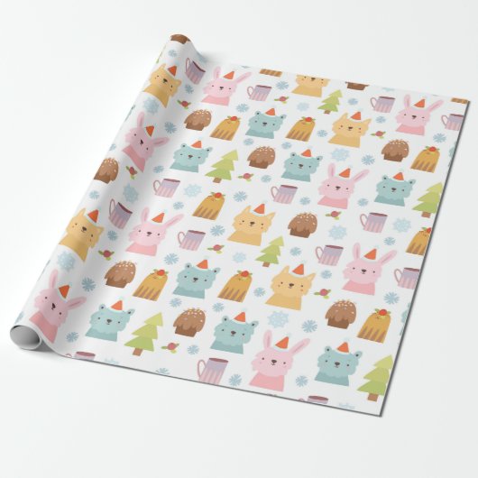 Papier Cadeau Beaux animaux d'hiver (Déroulé)