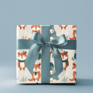 Papier Cadeau Beaux animaux d'hiver Noël et Anniversaire
