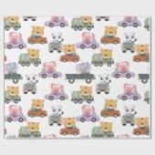 Papier Cadeau Beaux Animaux En Voitures Motif (Plat)