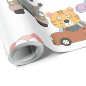 Papier Cadeau Beaux Animaux En Voitures Motif (Coin rond)