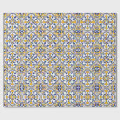 Papier Cadeau 💙 💛 Beaux azulejos bleu et jaune 9, (Plat)