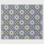 Papier Cadeau 😍 Beaux Azulejos bleus et jaunes, (Plat)