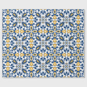 Papier Cadeau 💙 💛 Beaux Azulejos bleus et jaunes, (Plat)