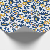 Papier Cadeau 💙 💛 Beaux Azulejos bleus et jaunes, (Coin)