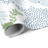 Papier Cadeau Beaux bouquets bleus et verts (Coin rond)