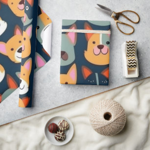 Papier Cadeau Beaux chiens colorés vibes de chien Enveloppement