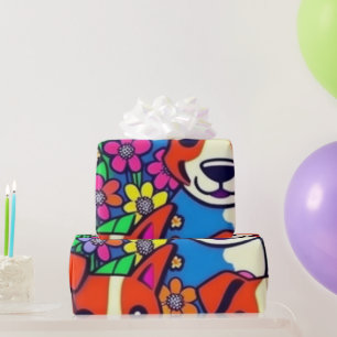 Papier Cadeau Beaux chiens colorés vibes de chien Enveloppement