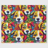 Papier Cadeau Beaux chiens colorés vibes de chien Enveloppement (Plat)