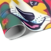 Papier Cadeau Beaux chiens colorés vibes de chien Enveloppement (Coin rond)