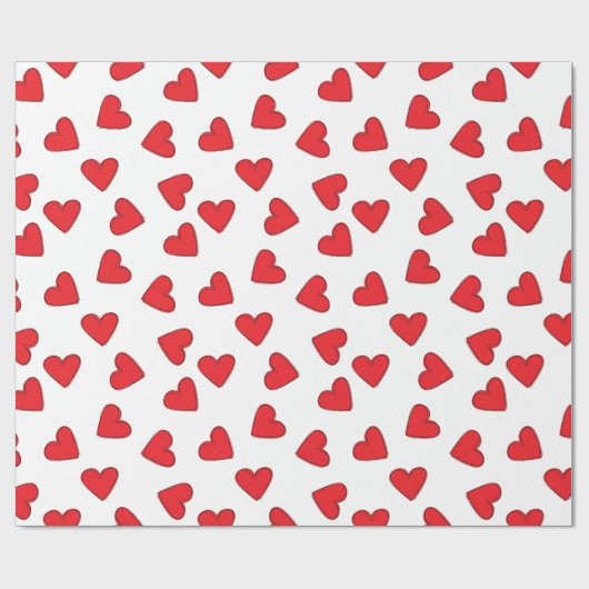 Papier Cadeau Beaux Coeurs rouges (Plat)