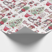 Papier Cadeau Beaux éléments d'aquarelle rouge Noël (Coin)