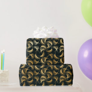 Papier Cadeau Beaux Feuilles Gold et Black Tropical