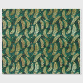 Papier Cadeau Beaux Feuilles Tropical Gold et Green (Plat)