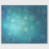 Papier Cadeau Beaux flocons de neige sur les nuances de bleu-ver (Plat)