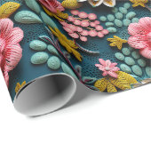 Papier Cadeau Beaux Floraux (Coin rond)