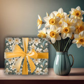 Papier Cadeau Beaux jonquilles baroques de printemps Motif flora
